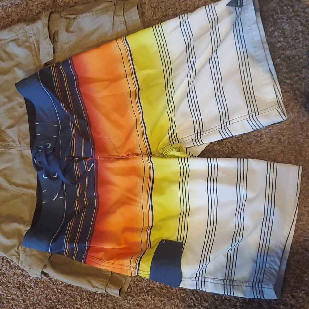 Mens shorts. 1 Trinity board short. 1 Goodlow khaki cargo.